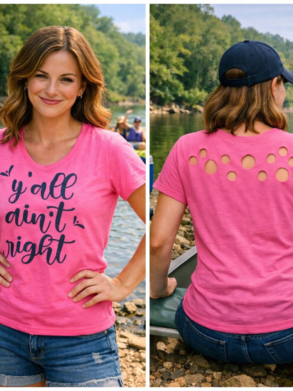 Summer Top Upcycled Cut Out Back Edgy Shirt Y'all Ain't Right Tee Size S